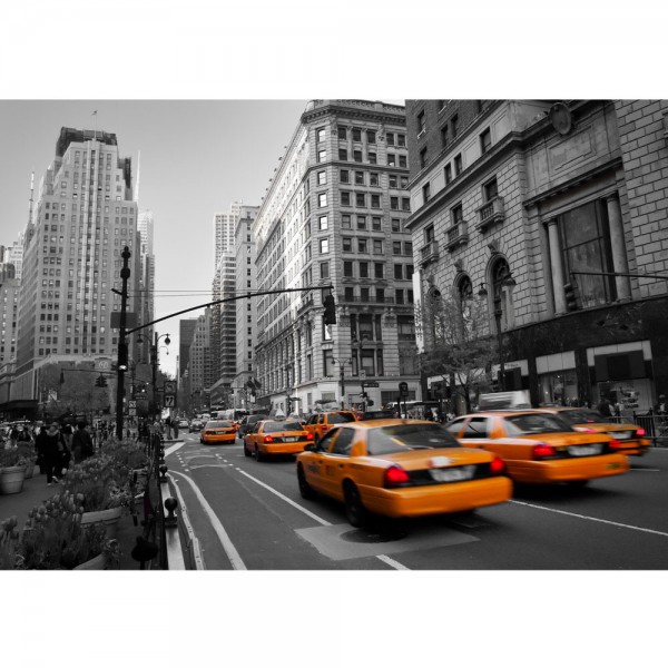 Fototapete Manhattan Tapete Manhattan Skyline Taxis City Stadt braun | no. 194