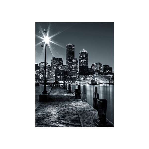 Fototapete New York Tapete Laterne Nacht Skyline Lichter Fluss schwarz - weiß | no. 843