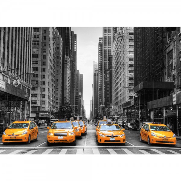 Fototapete Manhattan Tapete Manhattan Skyline Taxis City Stadt Skyscapers grau | no. 210