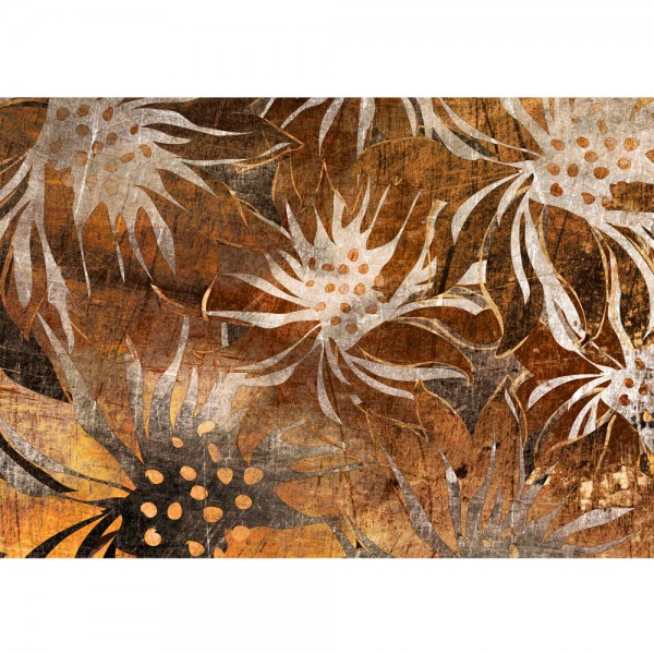 Fototapete Grunge Floral Ornaments Kunst Tapete abstrakt 3D Wand braun Blumen alt deko braun | no. 57