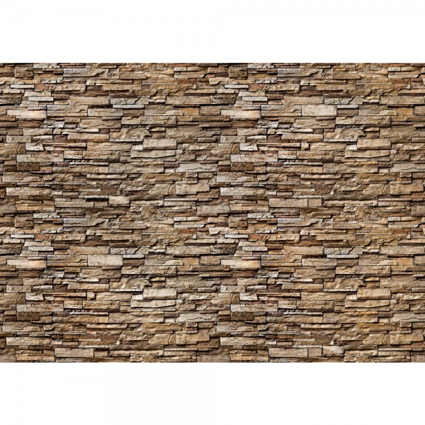 Fototapete Noble Stone Wall - braun - kleinere Steine - anreihbare Tapete Steinwand Steinoptik Wand grau | no. 145
