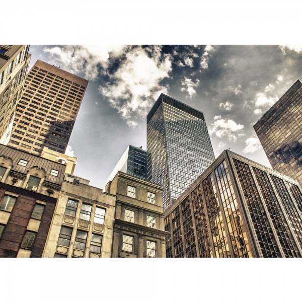 Fototapete Manhattan Skyscrapers USA Tapete NYC Hochhäuser Streetview New York Skyline bunt | no. 54