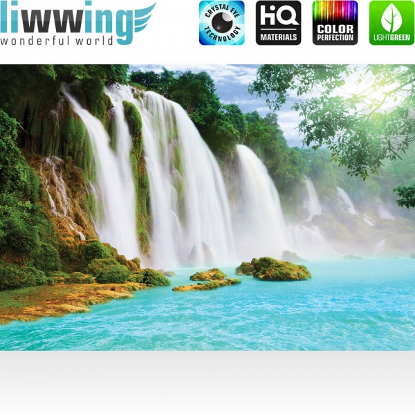 Fototapete Wasser Tapete Wasserfall, Dschungel, See, Fluss, Tropen bunt | no. 3296