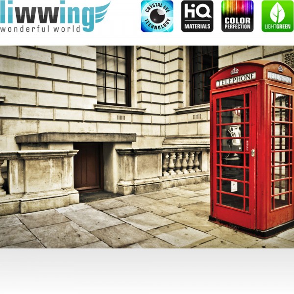 Fototapete London Tapete London Vintage Telefonzelle rot | no. 1346
