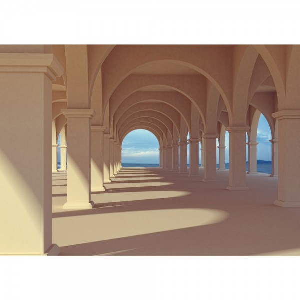 Fototapete Romantic Arcade Architektur Tapete Romantic 3D Perspektive Säulengang Arkade beige | no. 69