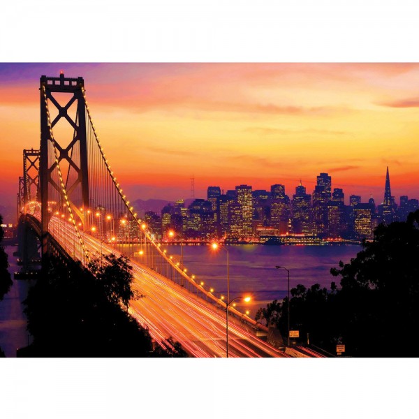 Fototapete USA Tapete Brücke Himmel Lightning San Francisco Skyline Nacht Golden Bridge orange | no. 1009