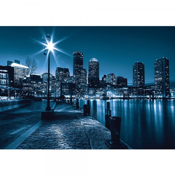 Fototapete New York Tapete Laterne Nacht Skyline Lichter Fluss blau | no. 856