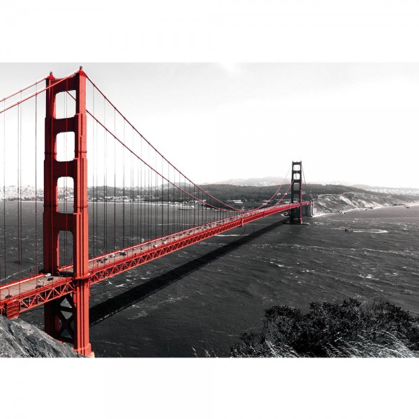 Fototapete USA Tapete Golden Gate Bridge Wasser USA schwarz-weiß. Rot rot | no. 429