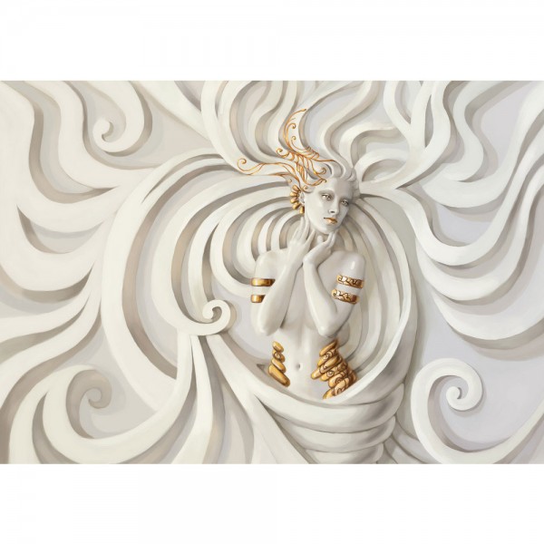 Fototapete A Perfect Woman Gemälde Tapete Frau Erotik Gold elegant 3D Wand beige | no. 45