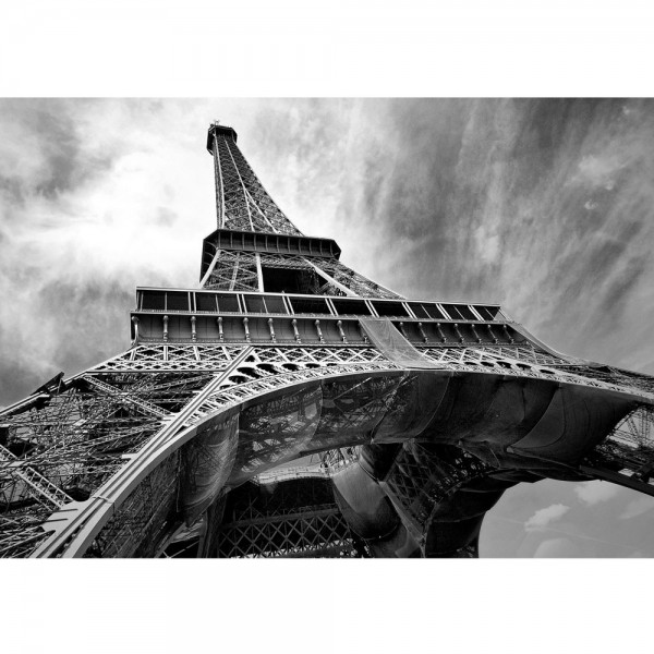 Fototapete Frankreich Tapete Eiffelturm Paris Wolken Vintage grau | no. 635