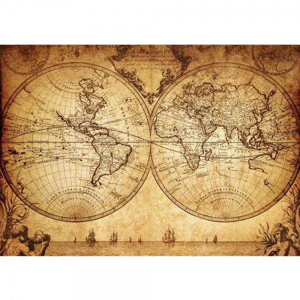 Fototapete Vintage World Map Geographie Tapete Weltkarte Atlas Vintage Atlas alte Karte alter Atlas braun | no. 76
